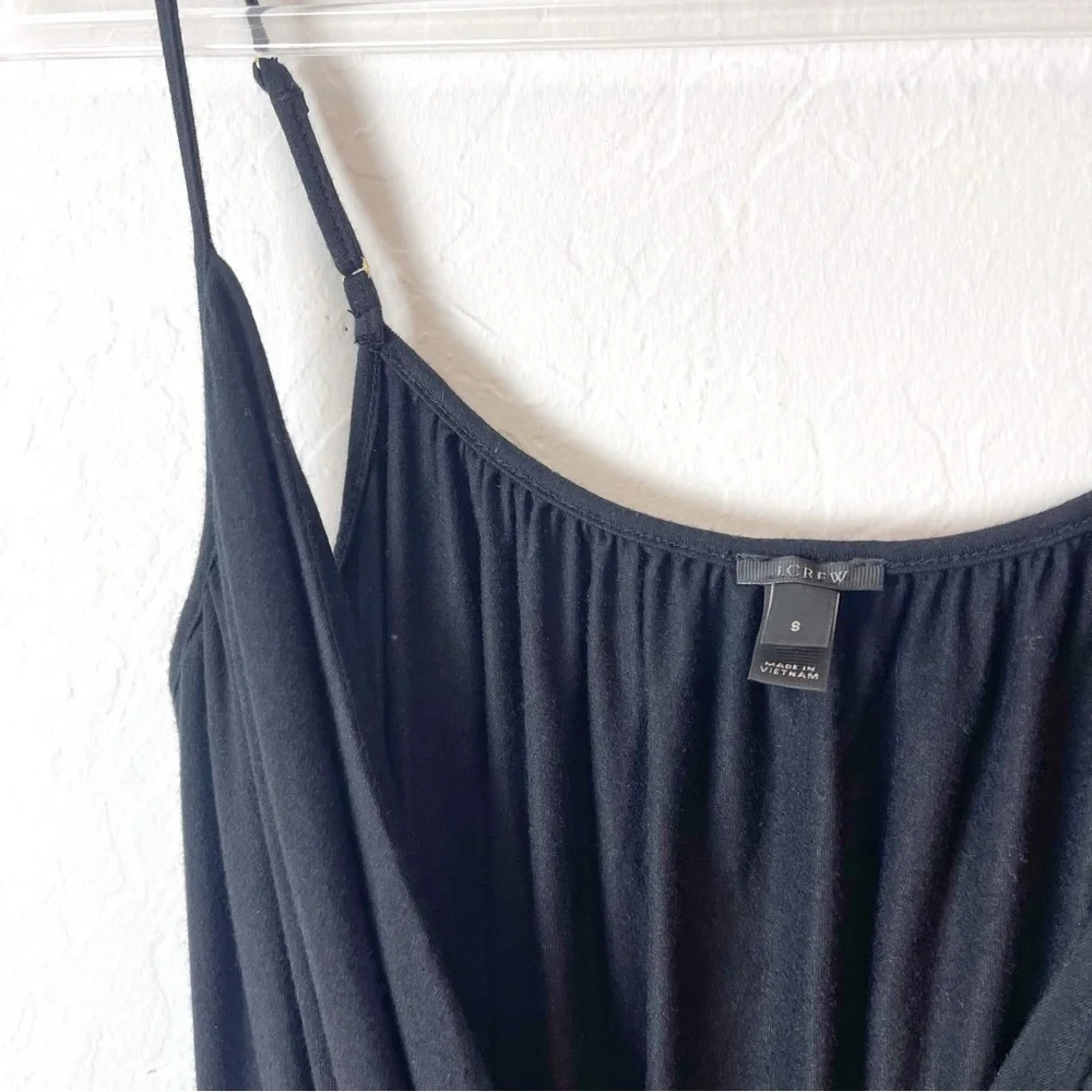 J. CREW Drapey Wrap Front Cami Tank Top Slinky Dressy Bodysuit Black Size Small